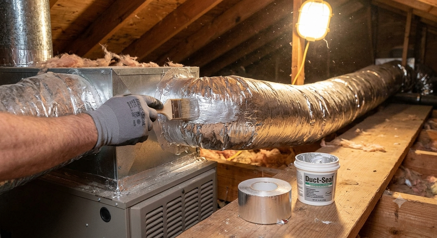 Sealed ductwork in an attic